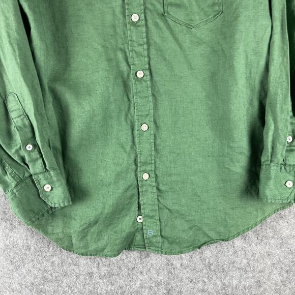 Bensimon 100% Linen Shirt Mens Small Green Button Down Long Sleeve Preppy - Picture 3 of 13